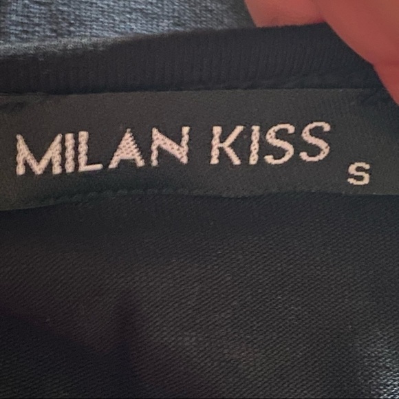 Milan Kiss Black Mesh Bodice Insert/Mesh Sleeves‎ Blouse Top Size Small - Picture 3 of 4